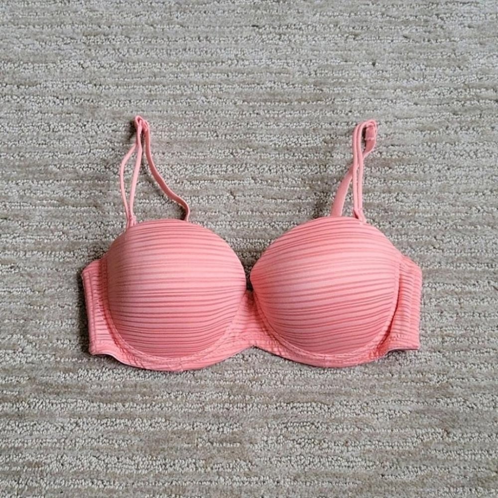 Pierre Cardin Pale Pink Striped Balconette Bra Size 32C